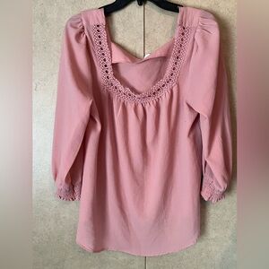 Pink Lace Trim Women's Top
